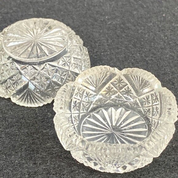 Set of 2 Vintage Open Round Salt Dip/Salt Cellars Fan Pineapple Shape Glass - Picture 14 of 14